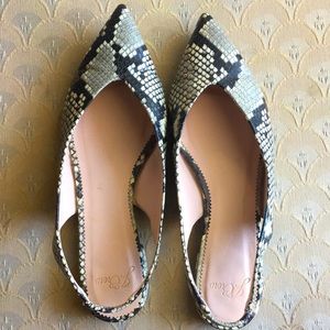 J. Crew white snakeskin slingbacks 7.5